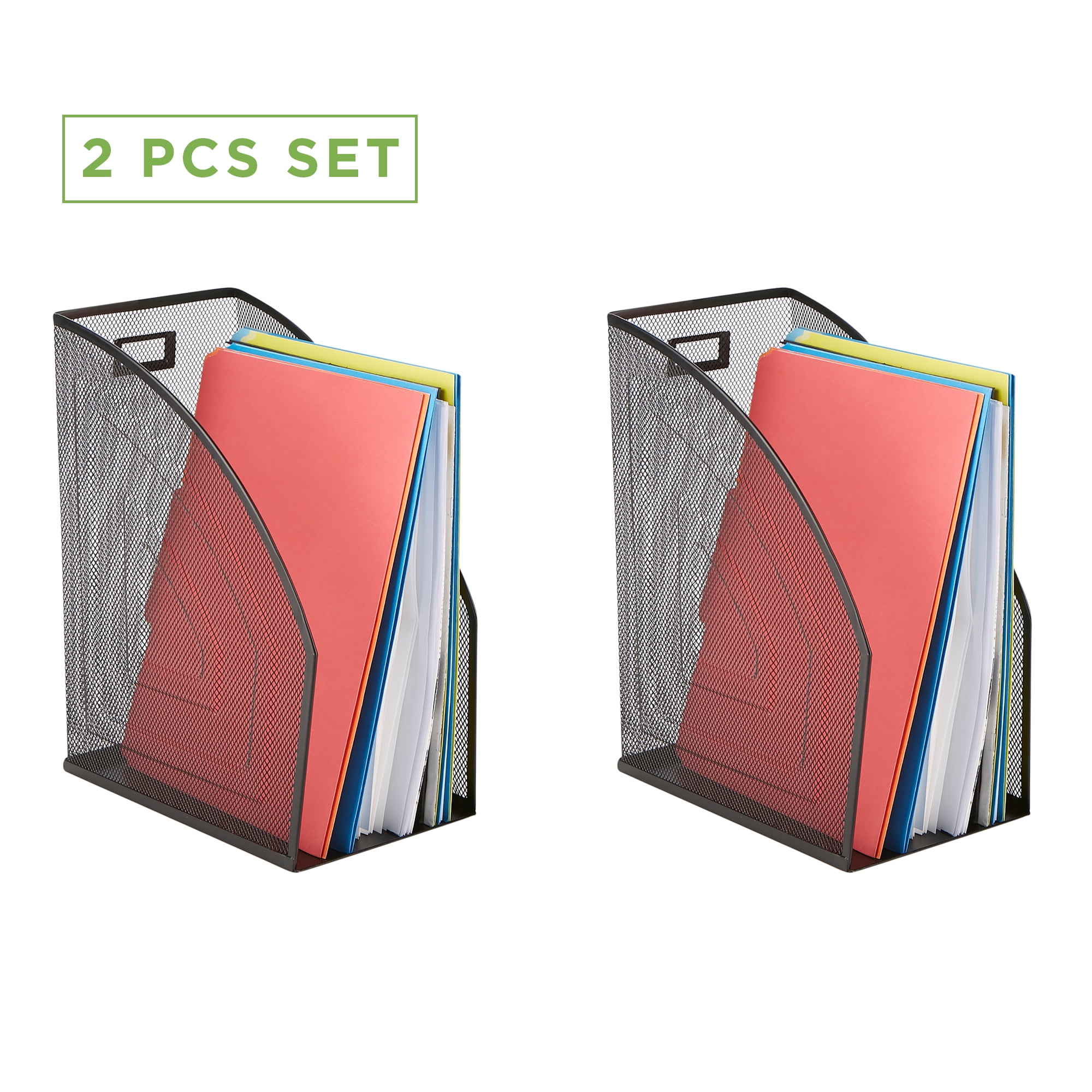 Mind Reader 2 Piece Mesh Jumbo Magazine File Desk Holder, Black