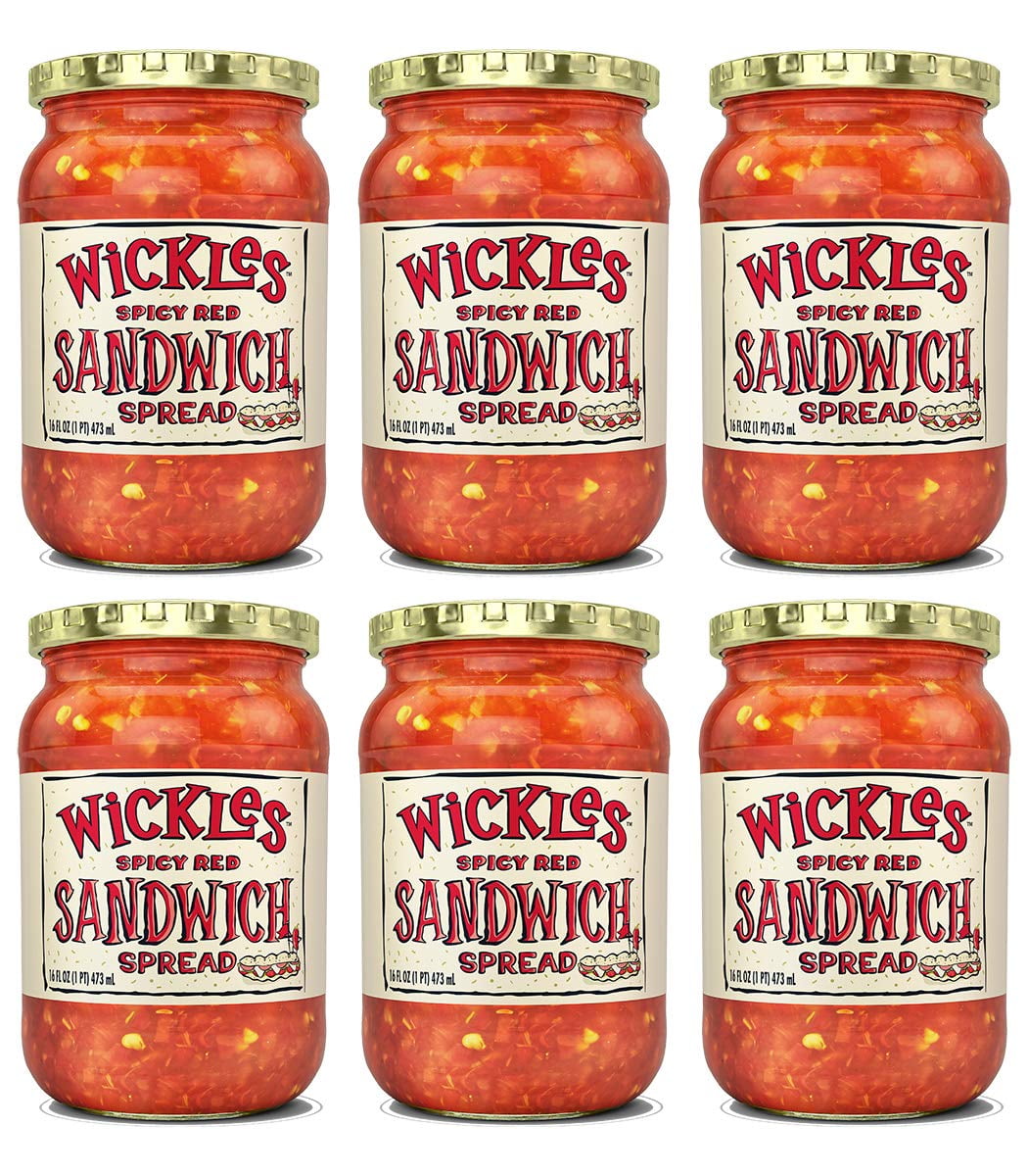 Spicy Red Sandwich Spread, 16 OZ (Pack of 6), Wickles Spicy Red