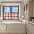 thumbnail image 5 of Red Checkered Semi Sheer Curtains 54 Inch Length 2 Panels Set, Red White Plaid Farmhouse Sheer Kitchen Curtain Privacy Voile Window Curtain for Living Room Bedroom Rod Pocket Drapes, 5 of 7