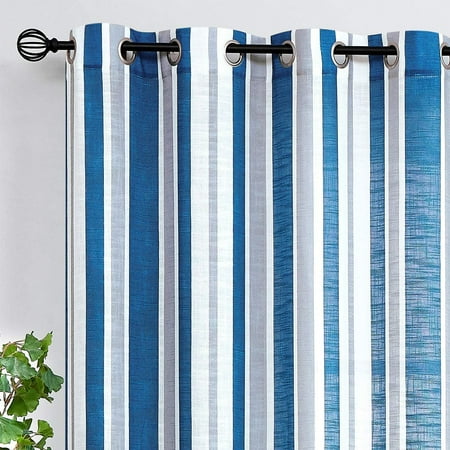 White Blue Sheer Window Curtain Panels For Living Room Wrinkle Free 84 Inches Grey Modern Vertical Stripes Semi Ds Windows 2 Pack Geometric Lines Navy Grommet Top Canada White Blue Sheer Window Curtain Panels, Navy Blue Sheer Curtains 84 Inch