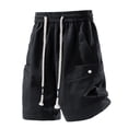 thumbnail image 2 of DDAPJ pyju Mens Summer Cargo Shorts Drawstring Casual Knee Length Shorts Elastic Waist Hiking Work Short Pants with Multi Pockets Black XXXXL, 2 of 7