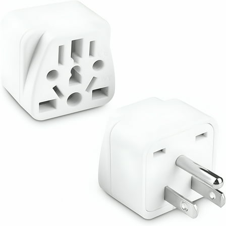 GJX 2 Pack European to US Plug Adapter, UK to US Plug Adapter, Universal to US Travel Plug Adapter