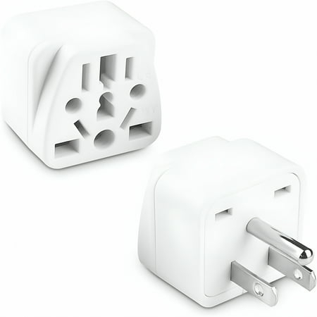 GJX 2026 New 2 Pack European to Us Plug Adapter,Uk to Us Plug Adapter,Universal to Us Travel Plug Adapter for Travel,Home,Office,Hotel,Business Trip,Vacation