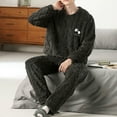 thumbnail image 5 of Men's Coral Fleece Pajamas Sets, Winter Pullover Thicke Warm Soft Plush Long Sleeve Sleepwear 2 Piece Lounge Outfits, 5 of 5