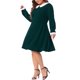 thumbnail image 4 of Vestido de mujer de tallas grandes Agnes Orinda con cuello Peter Pan, manga larga, midi, en línea A, 2X, verde oscuro para otoño e invierno, 4 of 6