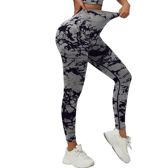 Women Tie Dye High Waisted Butt Lifting Leggings Tummy Control Squat Proof Yoga Pants Soft Stretch Quick Dry Workout Running Athletic Gym Pants