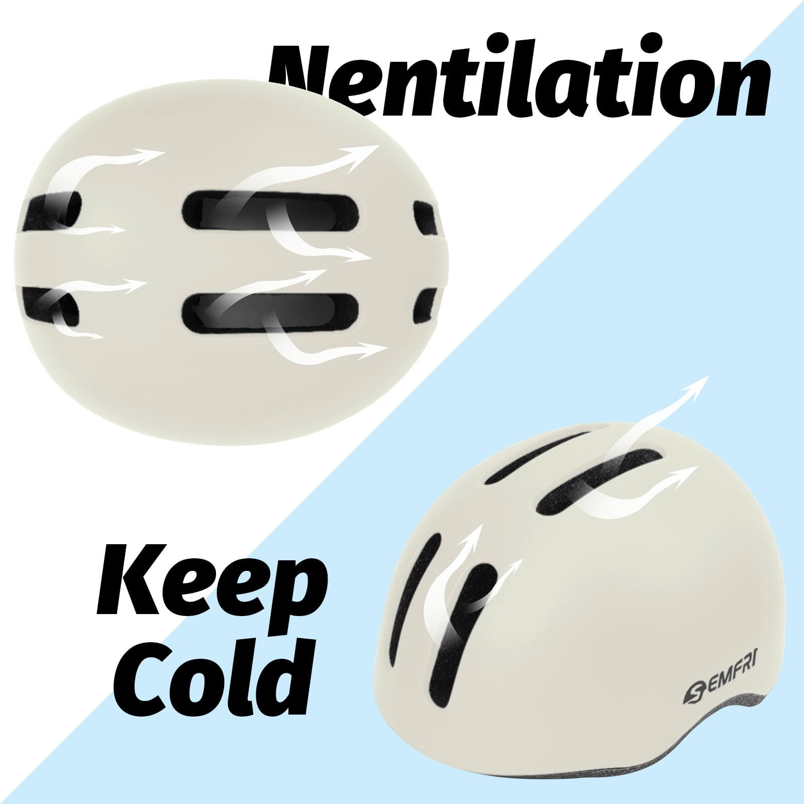 Semfri Adult Bike Helmet Skateboard Road Cycling Helmet Suitable Multi-Sport Scooter Skating Bicycle Medium Size for Men Women White