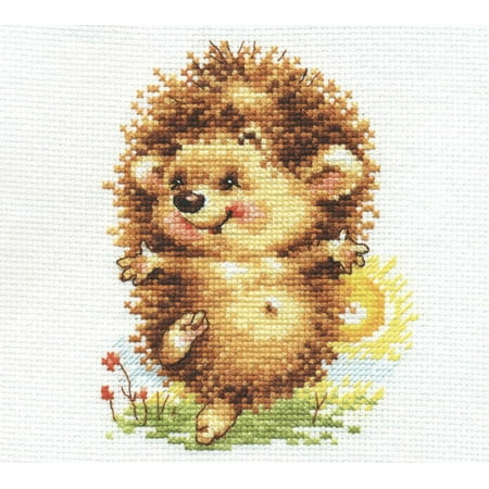 UPC: 4610009342443 | Counted Cross-Stitch Kit Hello New Day! 0-124 Hedgehog by Alisa Needlework Brown Easy