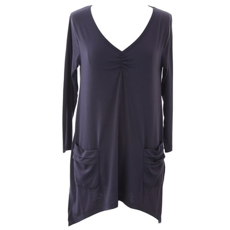 - August Silk Women's V-neck A-Symmetric Hem Tunic