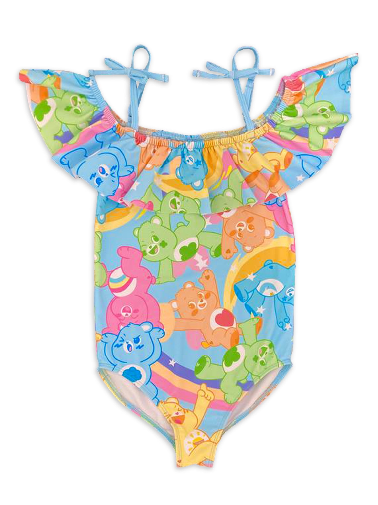 Girls Ruffle Flounce One Piece Swimsuit Care Bears Sizes 4 16