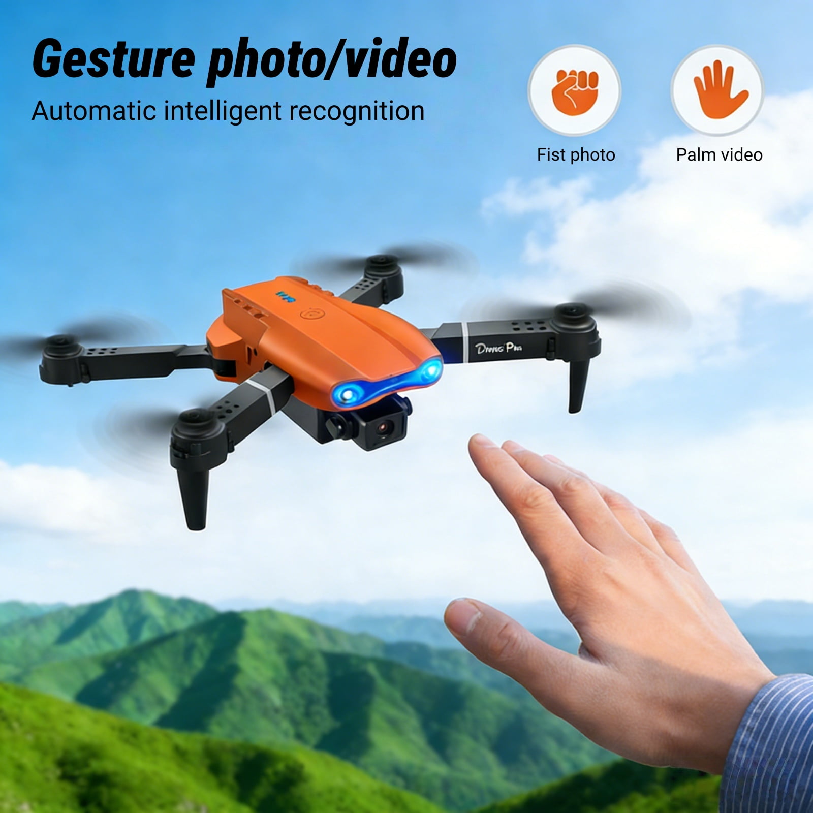 Ourlife 2.4" Screen Remote Dual Camera Drone with 1000mAh Rechargeable Battery, HD RC Quadcopter with Live View Display for Beginners, Orange.