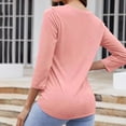 thumbnail image 4 of Women's Slim-Fit T-Shirt V Neck 3/4 Sleeve Tops Solid Color Casual Shirts Summer Tees Loose Versatile Basic T Shirt, 4 of 8