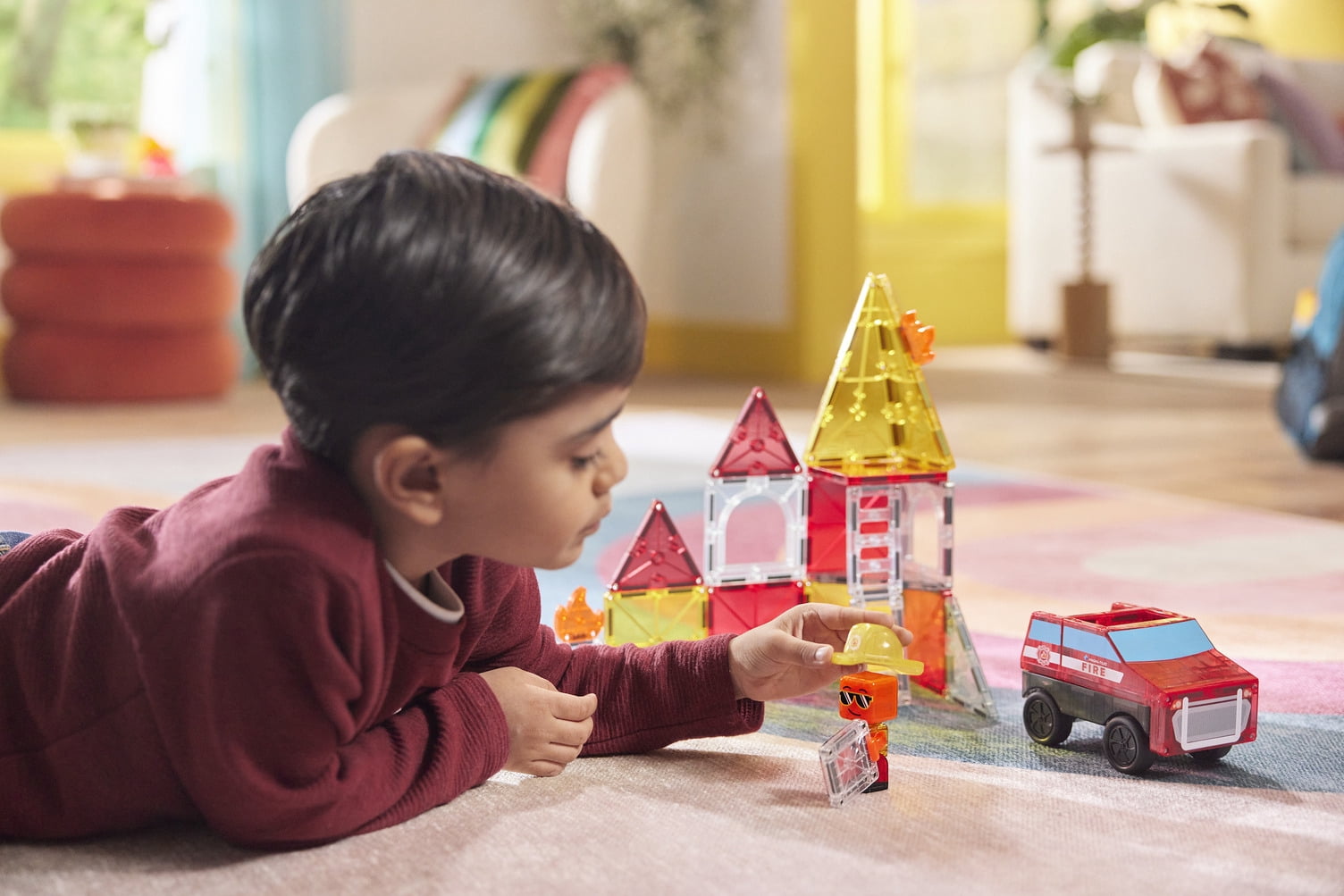 MAGNA-TILES® Fire Rescue 27-Piece Magnetic Construction Set, The Original Magnetic Building Brand
