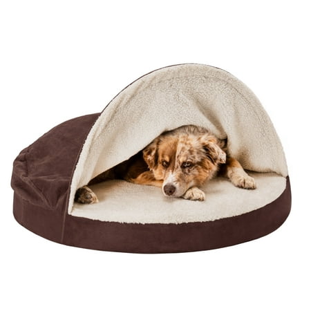 UPC: 0815181028756 | FurHaven Pet Products Faux Sheepskin Snuggery Orthopedic Pet Bed for Dogs & Cats – Espresso  35  Base