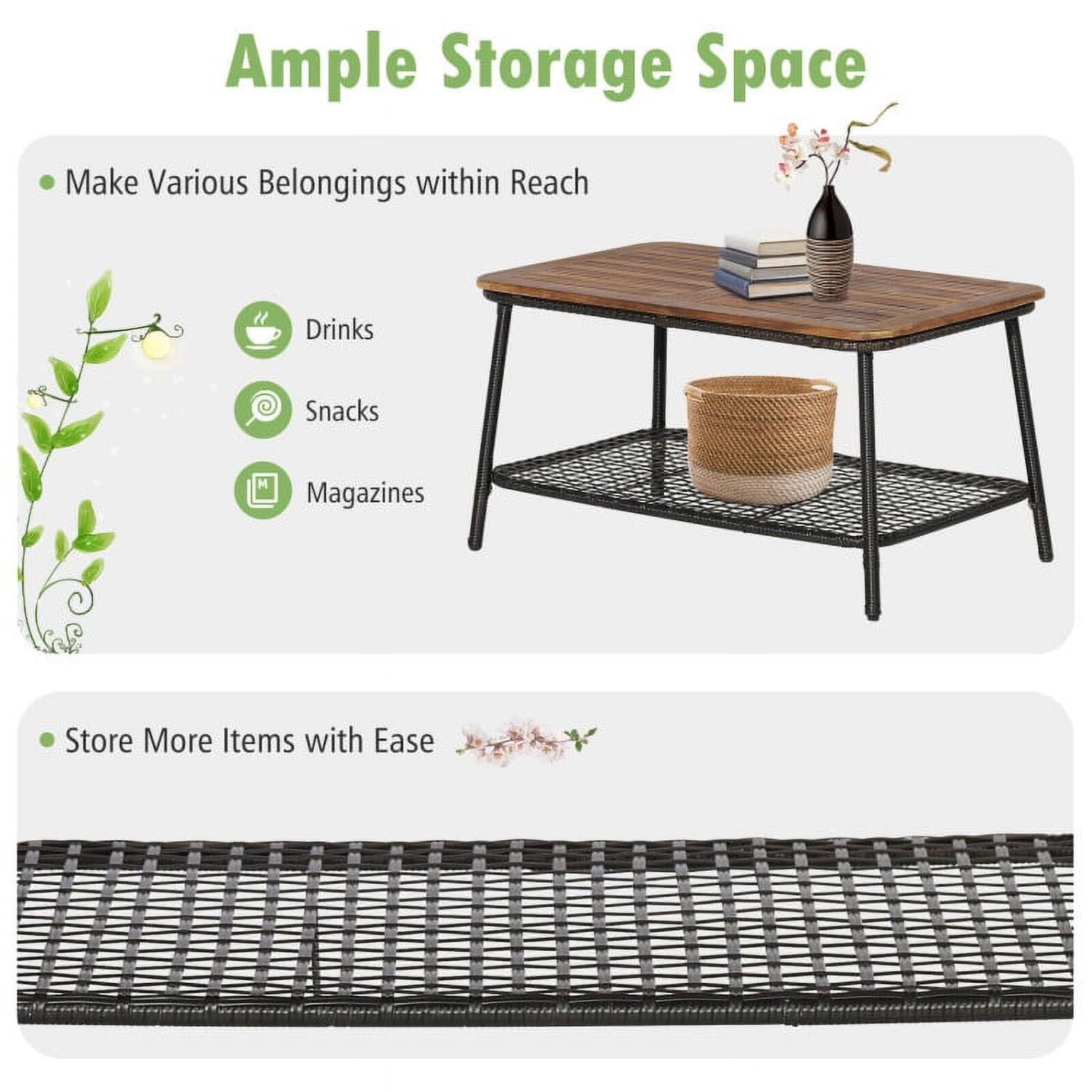 Aimee Lii 4 Pieces Patio Rattan Cushioned Conversation Set with 2-Tier Coffee Table, Outdoor Patio Furniture Aimee Lii 4 Pieces Patio Rattan Cushioned Conversation Set with 2-Tier Coffee Table, Outdoor Patio Furniture