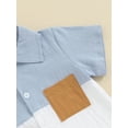 thumbnail image 6 of Suealasg Kids Boys Summer 2Pcs Outfits 1T 2T 3T 4T 5T 6T Little Boys Casual Beach Clothes Contrast Color Short Sleeve Shirt with Elastic Waist Shorts, 6 of 9