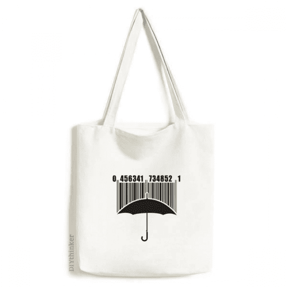 Umbrella Rain Bar Code Art Deco Fashion Tote Canvas Bag Shopping Satchel Casual Handbag