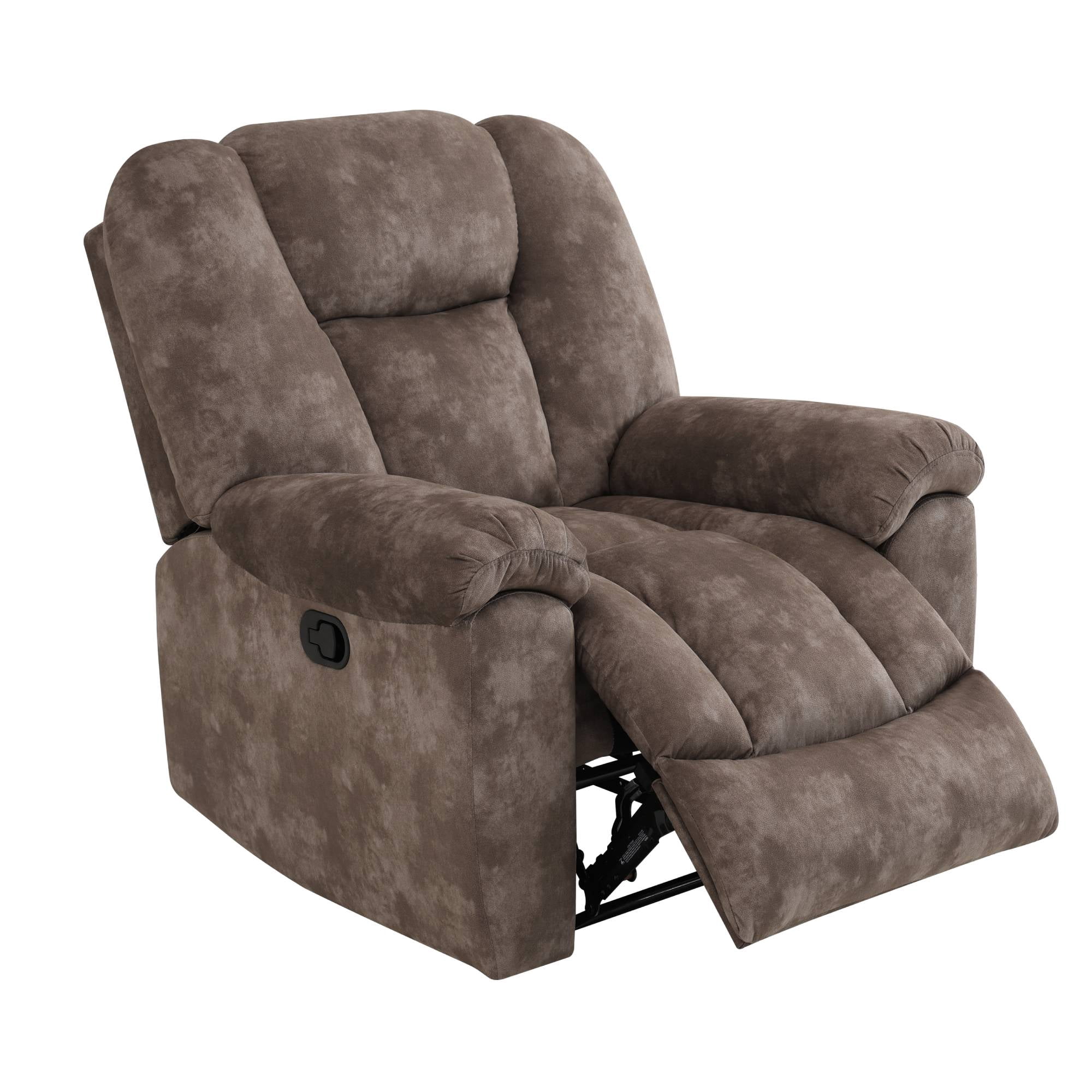 Manual Recliner Chair, Fabric Recliner Sofa Couch Reclining Chair with Overstuffed Armrest for Living Room, Bedroom, Brown