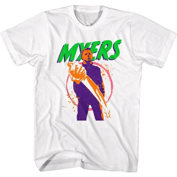 Halloween Colorful Myers White Adult T-Shirt 4Xl