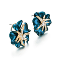 thumbnail image 3 of Yoursfs Blue Flower Stud Earrings Rose Gold Plated Enamel Crystal Floral Earrings for Women Pierced Ears with Omega Closure Clasp Jewelry, 3 of 8