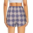 thumbnail image 4 of Uemuo Purple Floral Gingham Check Plaid Pattern Women's Athletic Shorts High Waisted Running Shorts with Liner Pockets Gym Elastic Workout Shorts-XX-Large, 4 of 9