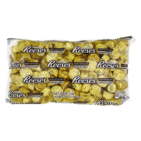 REESES, Miniatures Gold Foils Milk Chocolate Peanut Butter Cups Candy, Bulk, 66.7 oz, Bulk Bag