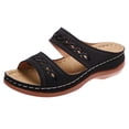 thumbnail image 1 of Sandalias de cuña para mujer con soporte para el arco, zapatillas de casa con puntera abierta para interiores y exteriores, 1 of 8