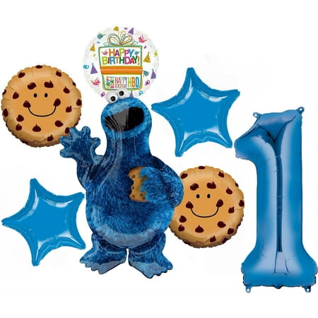 Sesame Street Cookie Monster 1st Birthday Party Supplies Balloon Bouquet Decorations