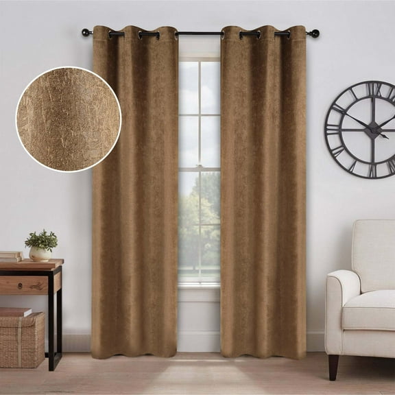 Superior Senna Blackout Curtains, Grommet Header, Set of 2, 42" x 108", Brown
