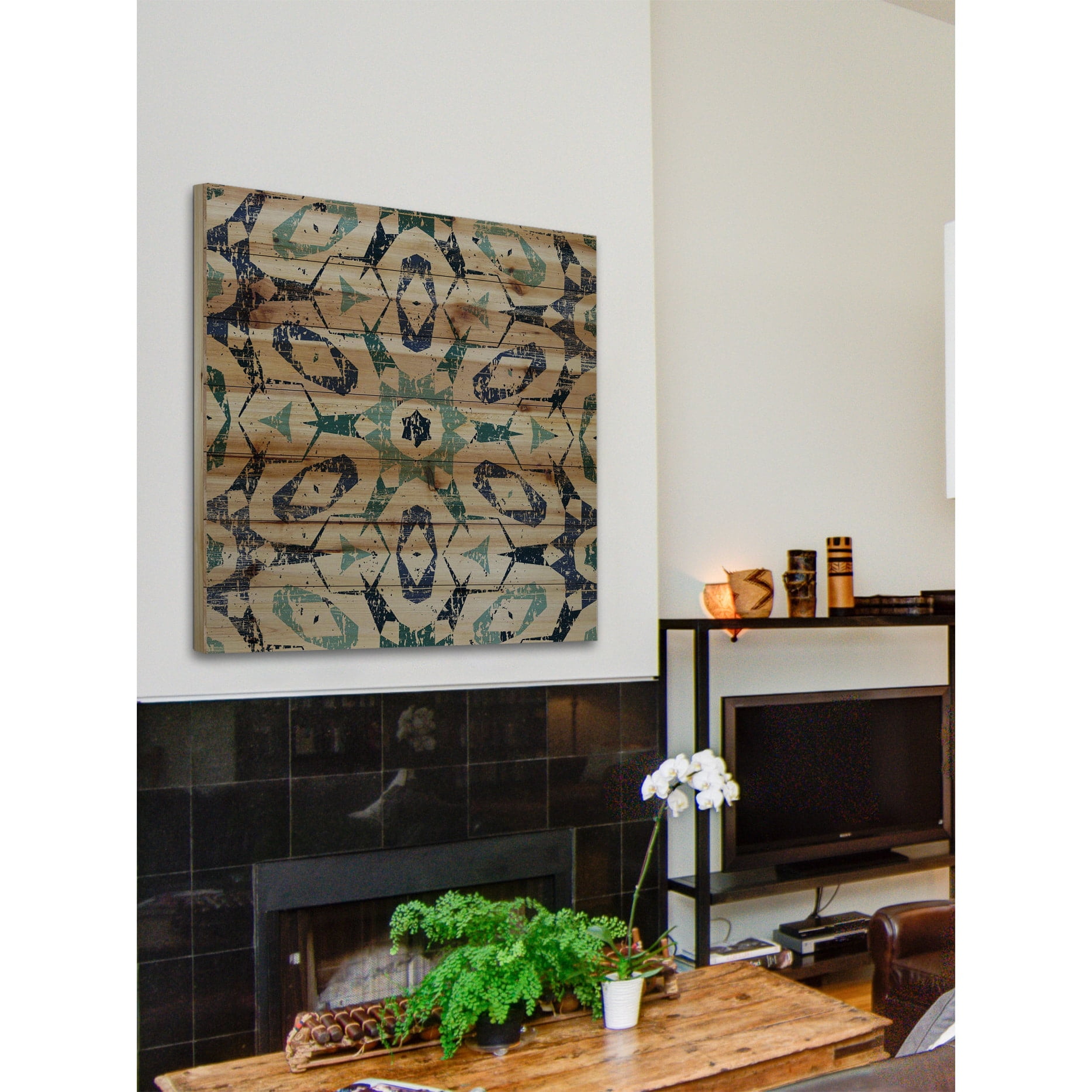 Marmont Hill - "Star Green" Painting Print on Natural Pine Wood