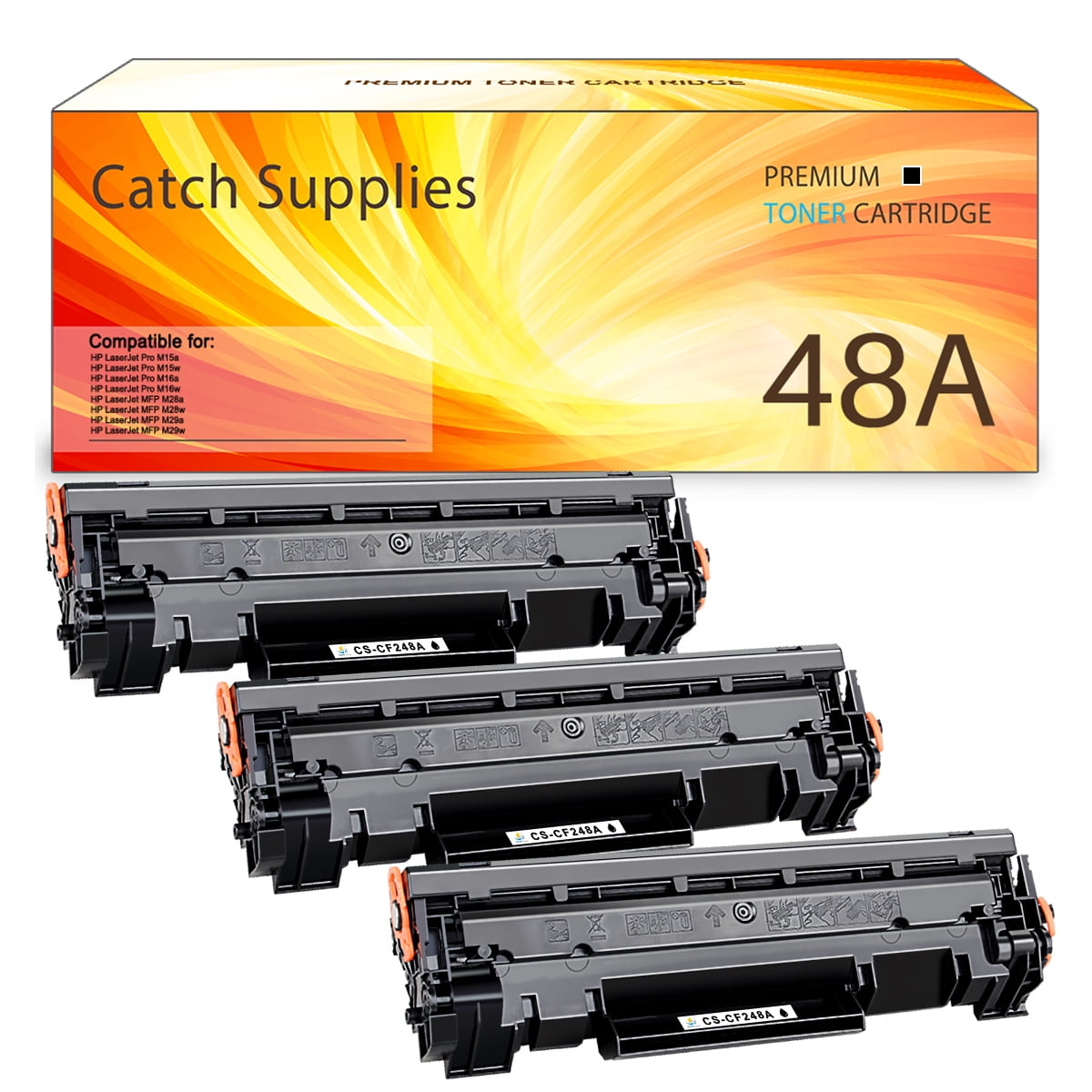 3PK CF248A 48A Toner Cartridge Compatible For HP LaserJet Pro M15w MFP M29w M29a 