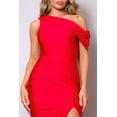 thumbnail image 4 of One Shoulder Draped Side Slit Maxi Dress Red, 4 of 5