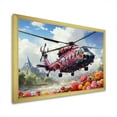 thumbnail image 2 of Designart "Helicopter Horizon Springtime Flowers" Transportation Framed Wall Art Decor - Modern Pink Helicopter Bedroom Framed Canvas Wall Art, 2 of 6