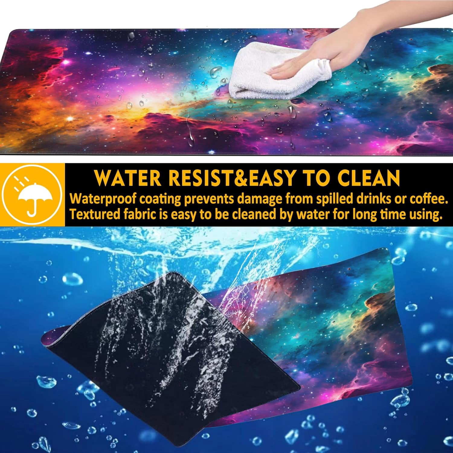 Desk Mat,Cosmic Aurora Line Gaming Mouse Pad,31.5""X15.7"" Large Desk Pad with Stitched Edge Non-Slip Base Keyboard Big Mouse Pad for Office Home Work Gaming, WDQ-D06