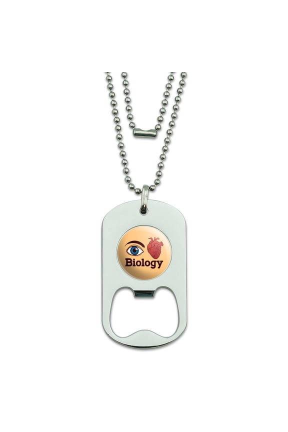 Eye Heart Biology Military Dog Tag Bottle Opener Pendant