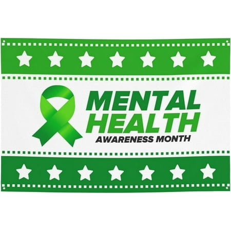 Image of I Wear Green For Mental Health Awareness Month Banner Decorations Garden Flag Backdrop House Decor Party Supplies Photography Background