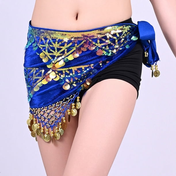 Toalla de cintura para mujer, estilo casual, con lentejuelas y borlas, para danza del vientre, danza india, poliéster