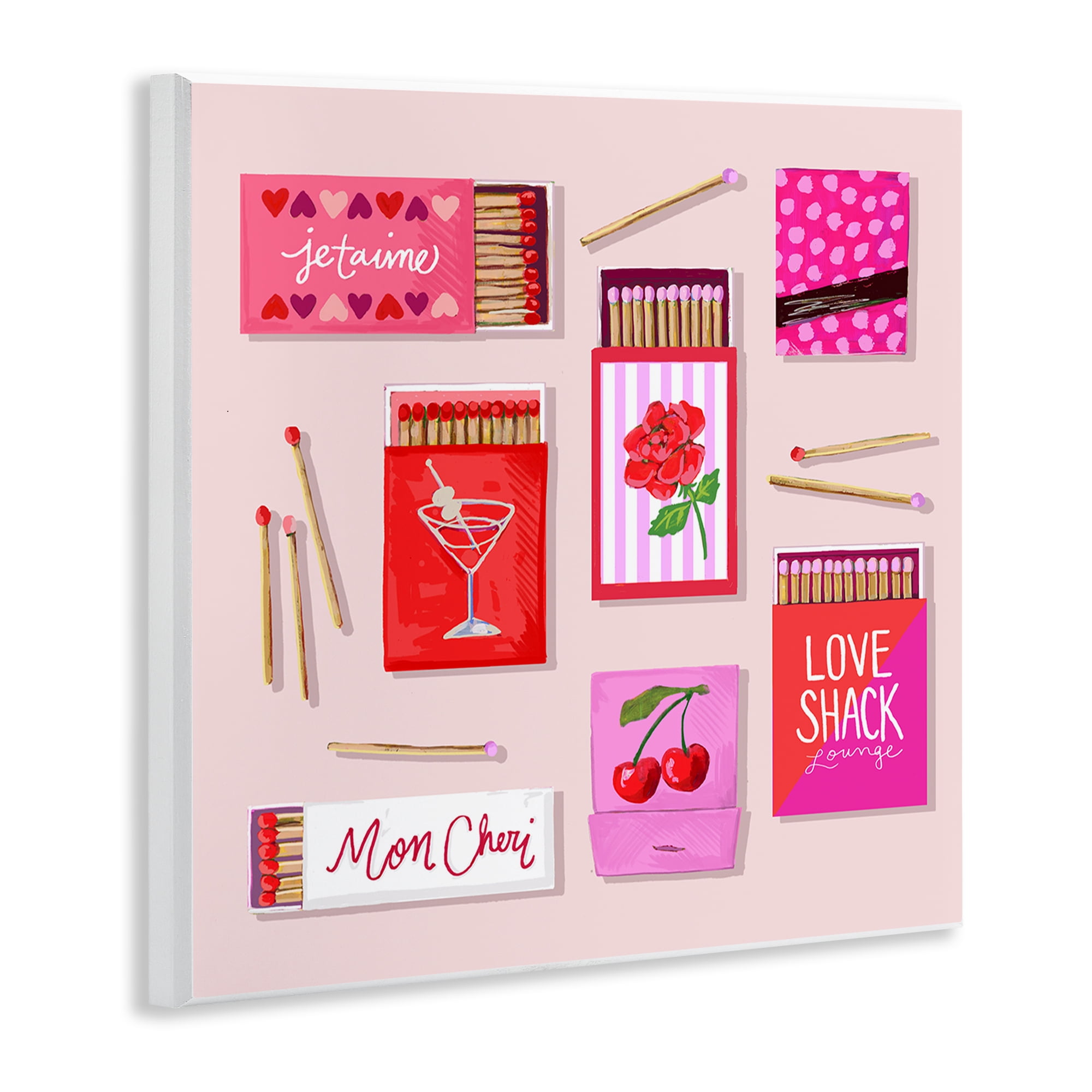 Stupell Industries Je T'aime Romantic Matchbox Set Wall Plaque Art, design by Rachael Reese