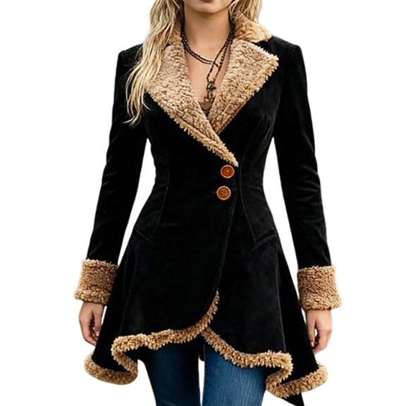 Niaviben Fur Lined Coat Fuzzy Jackets for Women Warm Jackets for Women Jackets Winter Jackets for Women Womens Jacket Women Jacket Black L