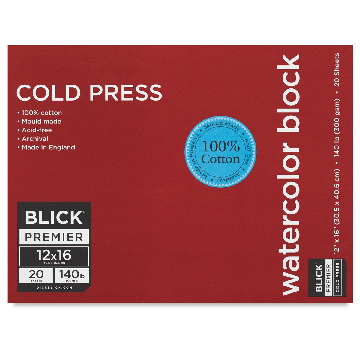 Blick Premier Watercolor Block - 12" x 16", Cold Press, 140 lb, 20 Sheets