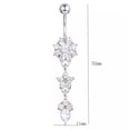 thumbnail image 3 of HOOUN Drop Flower Pendant Navel Ring Crystal Belly Button Ring Body Piercing Jewelry-Silver, 3 of 7