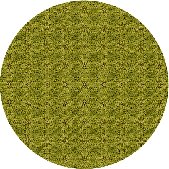 Ahgly Company Indoor Round Patterned Dark Bronze Brown Area Rugs, 7' Round