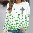 thumbnail image 5 of Pounoo St Patricks Day Long Sleeve Shirt for Women Shamrock Art Print Tops Fashion Comfortable Casual Saint Patricks Sweatshirt Gift, 5 of 7