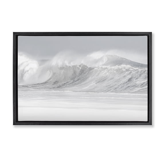 Stupell Industries Contemporary Cresting Beach Wave Black Floating Frame Canvas Art, 25 x 17, by Maggie Olsen