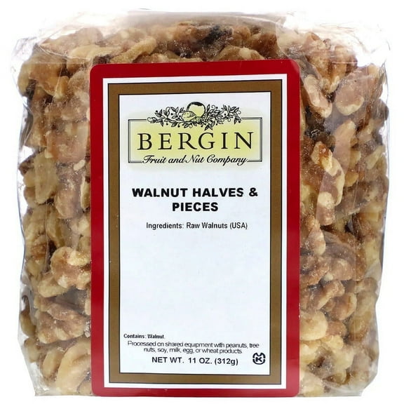 Bergin Fruit and Nut Company Walnut Halves and Pieces 11 oz (312 g) Pack of 2