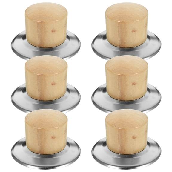 MRLESS 6pcs Pot Lid Knobs Universal Wooden Handle Replacement