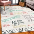 thumbnail image 3 of Adventure Decorative Rug, Various Words on Happiness and Self Value Uplifting Phrases Being Who You Are, Quality Carpet for Bedroom Dorm and Living Room, 6 Sizes, Seafoam Red, by Ambesonne, 3 of 4