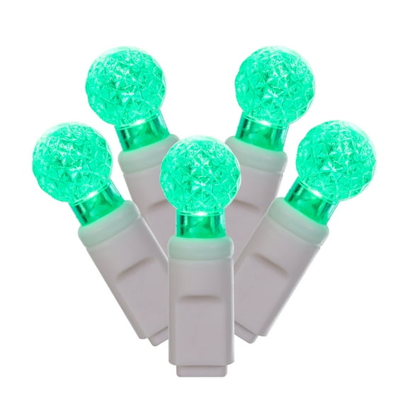 Vickerman 100 Green G12 LED Single Mold Light on White Wire, 34' Christmas Light Strand
