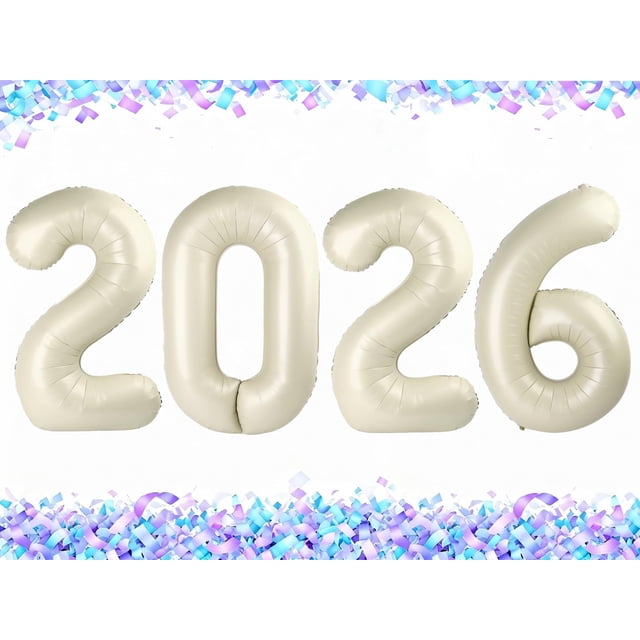 Fiesta de Feliz Año Nuevo con números color crema con números de 1 m de globo Upegesy 2026
