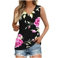 thumbnail image 2 of ITSAME Women's Tank Tops, Flower Prints V-Neck Sleeveless Summer Casual Loose Flowy Blouse Black S, 2 of 5